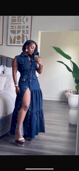 Robe longue en jean élégante