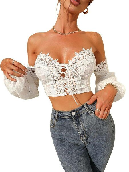 Lace Crop Top blanc