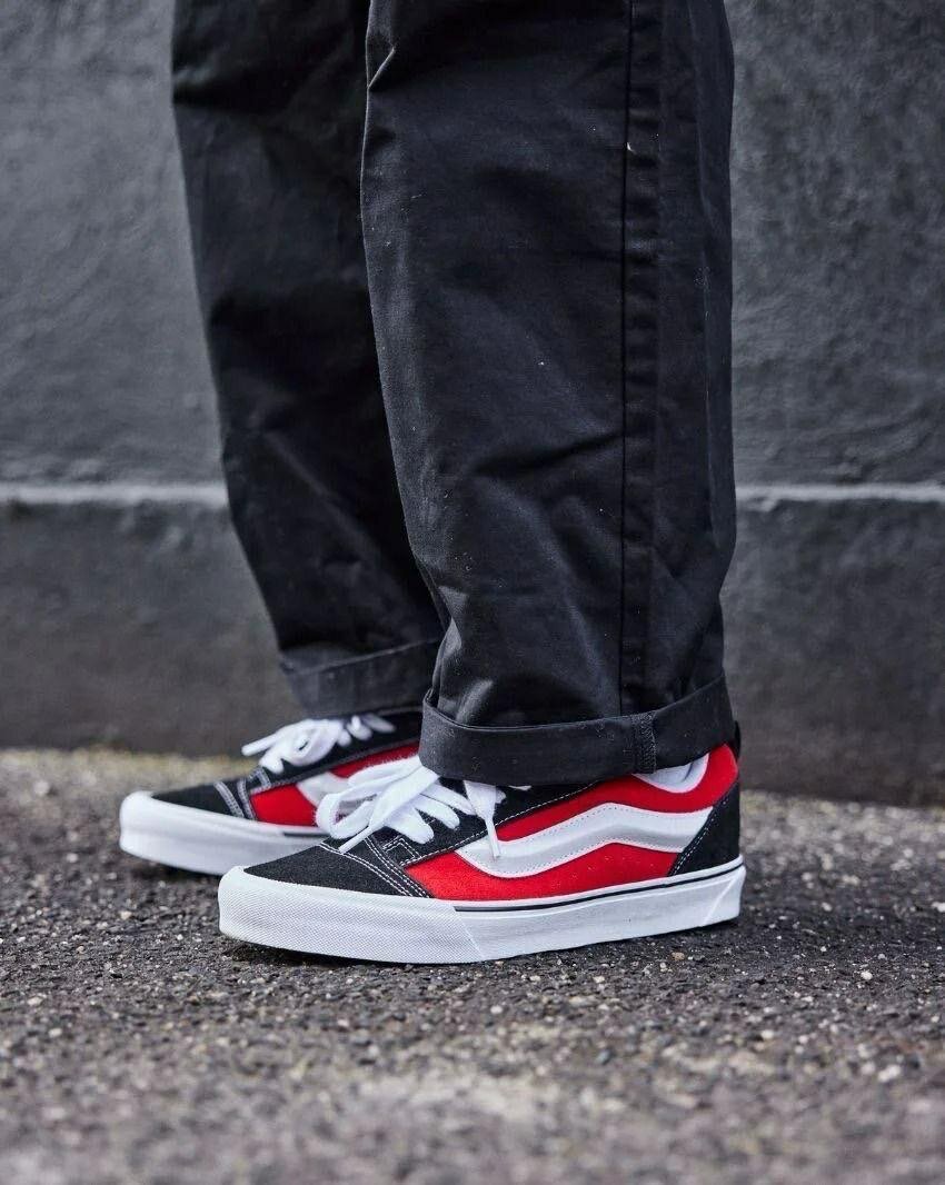 Vans knu skool(red black and white )