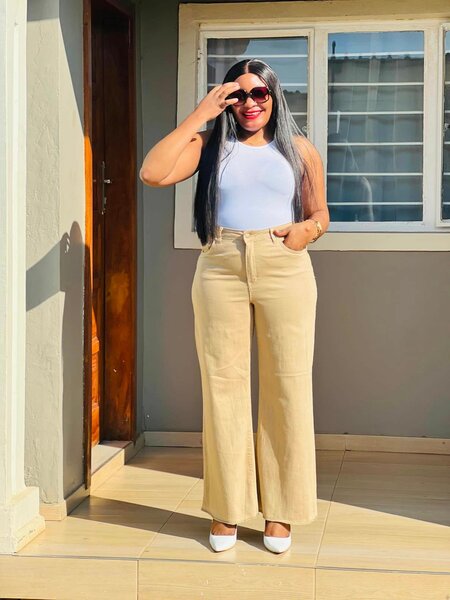 Mom jeans beige