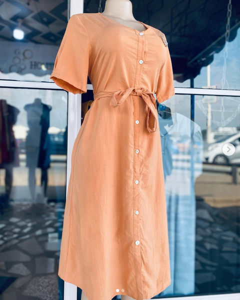 peach dress