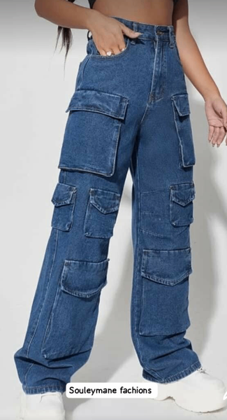 Jean cargo à poches femme