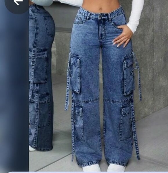 Jean cargo large femme tendance