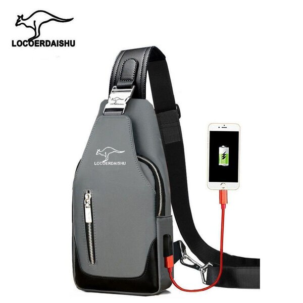 Quality waterproof shoulder travel USB side sling bag