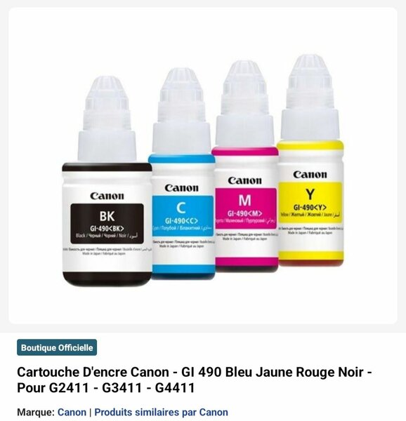 Bouteilles d'Encre 490.