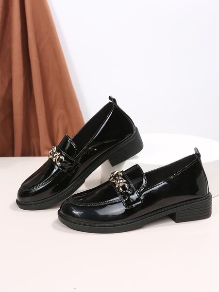 Mocassins en Cuir Verni Noir