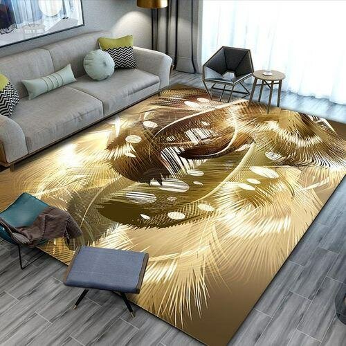 Tapis Design Luxueux Doré