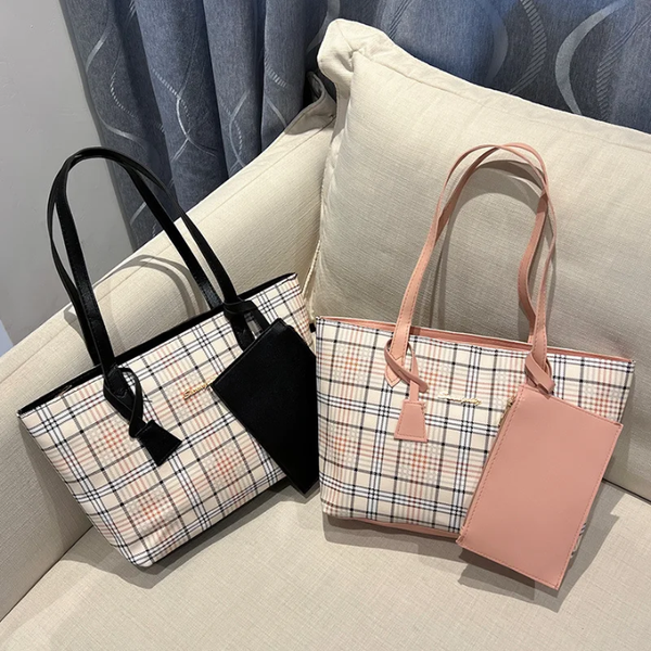 Sac cabas à carreaux stylé