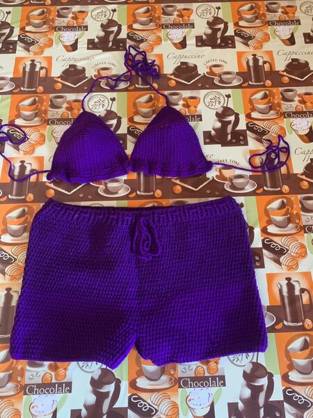 Maillot de bain crochet violet