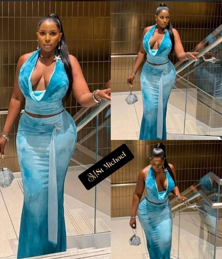 Robe bleue élégante soirée