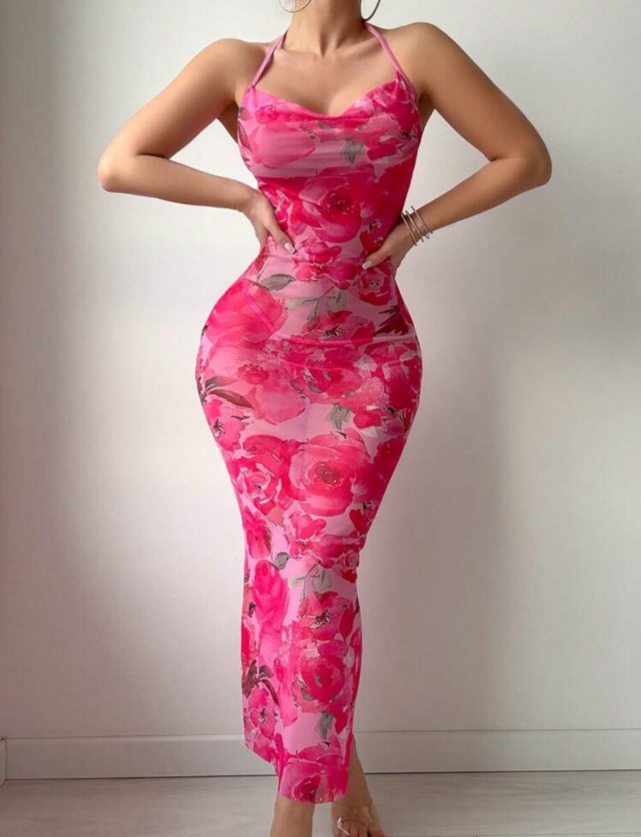 Floral Mesh Nightwear Dress