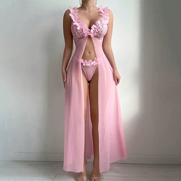 Nuisette Longue Rose Sexy