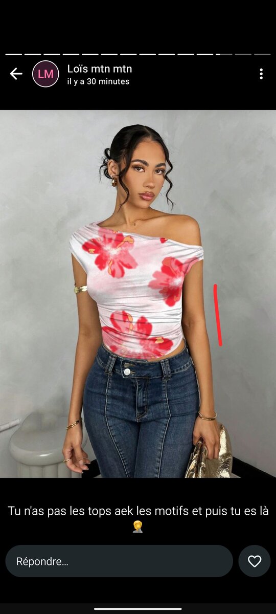 Haut floral épaules dénudées