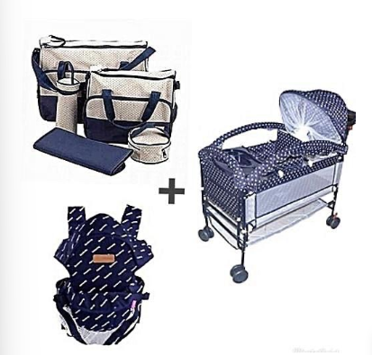 Berceau Bébé Inox + Porte Bébé + Sac À Langer - Multicolore