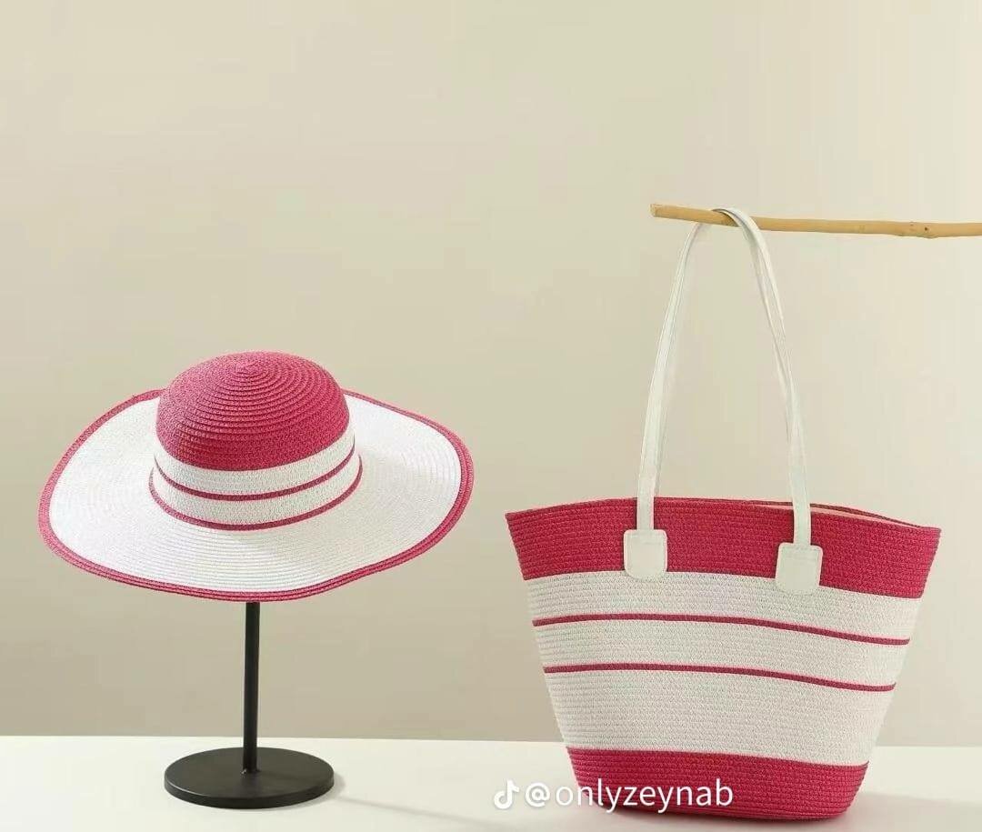 Ensemble sac et chapeau tissé