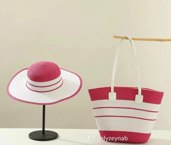 Ensemble sac et chapeau tissé