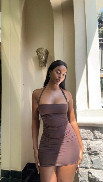 Robe Halter Marron Élégante