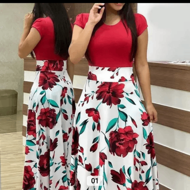 ROBE LONGUE D'ÉTÉ IMPRIMÉE FLORAL, DÉCONTRACTÉ