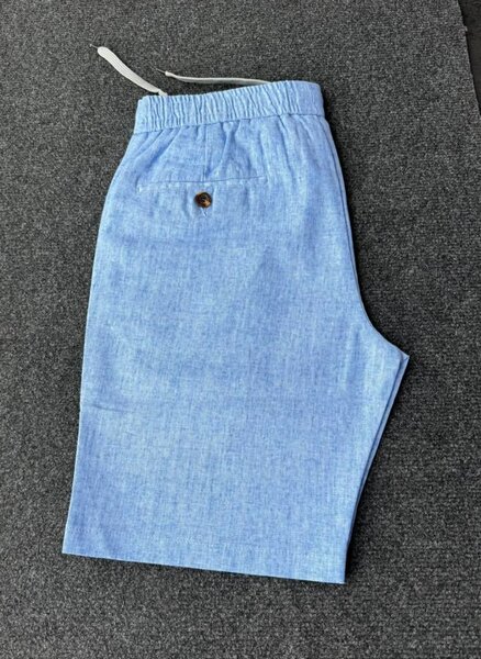 Shorts en lin bleu homme