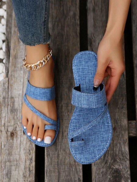 Denim casual slippers