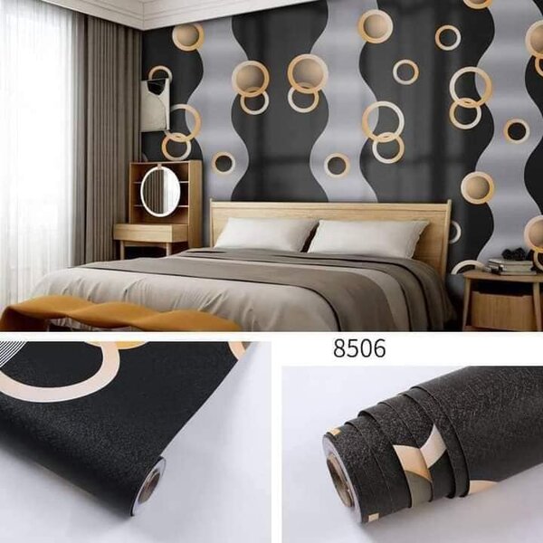 Papier peint autocollant 3D noir gris