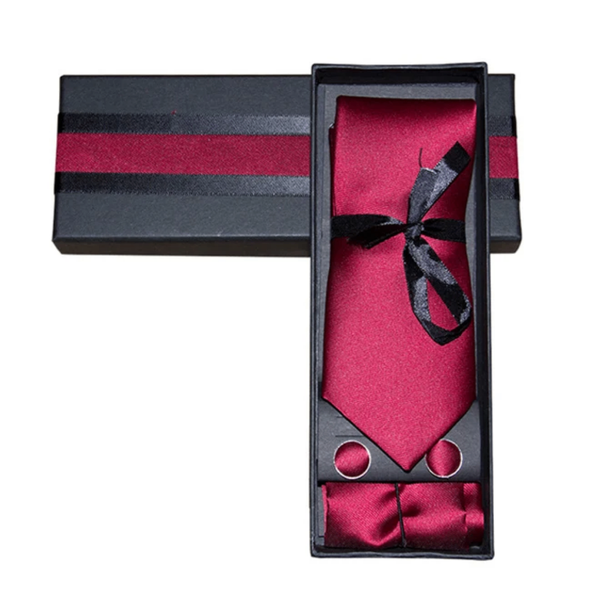Set cravate soie rouge élégant