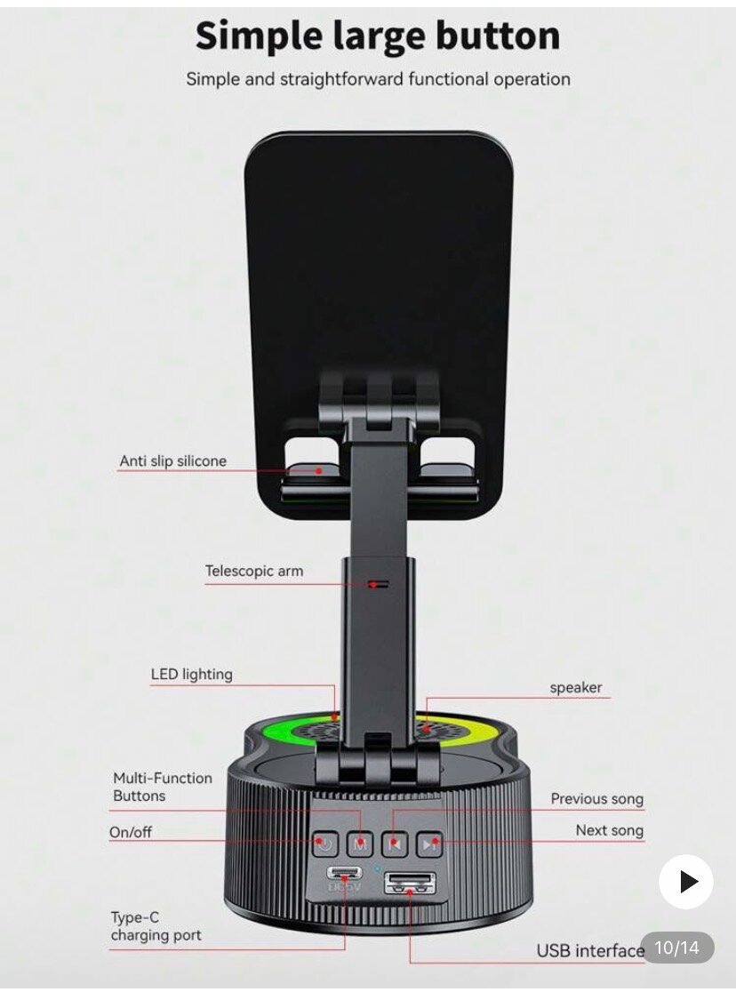 Support Smartphone avec Haut-parleur 360°