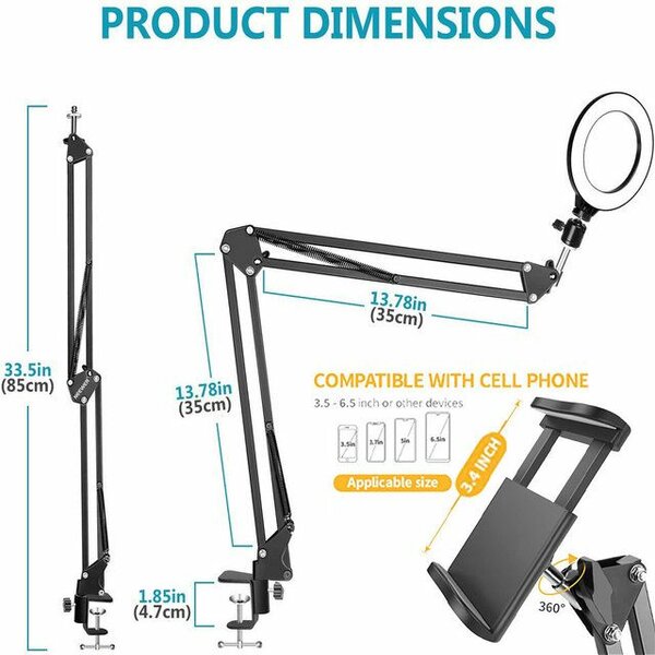 Support téléphone ring led 10"