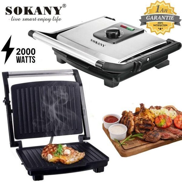 Grill électrique-Multifonctions-Professional-Inox&Noir-2000W