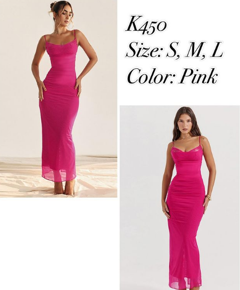 pink long dress