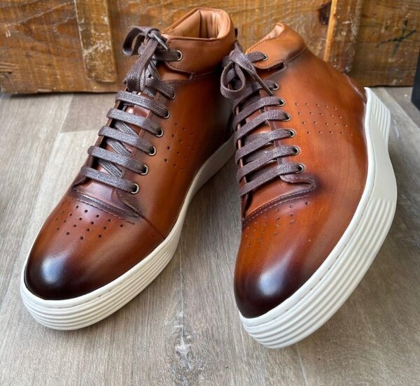 Baskets montantes cuir homme