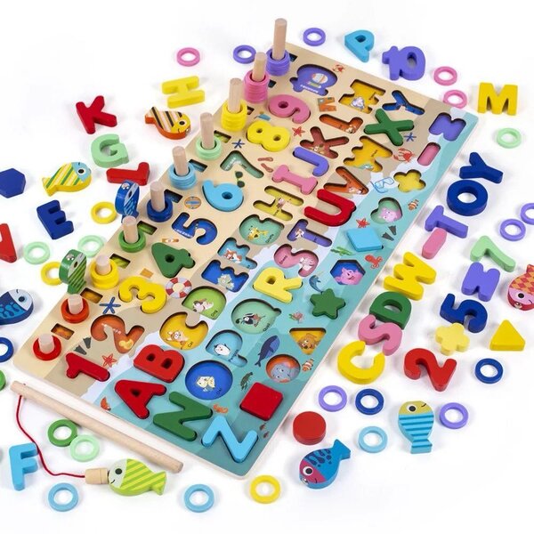 Puzzle éducatif en bois 3-en-1