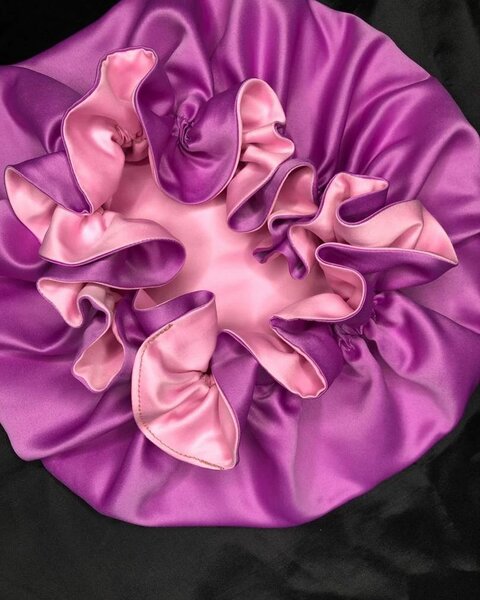Ruffle satin bonnet