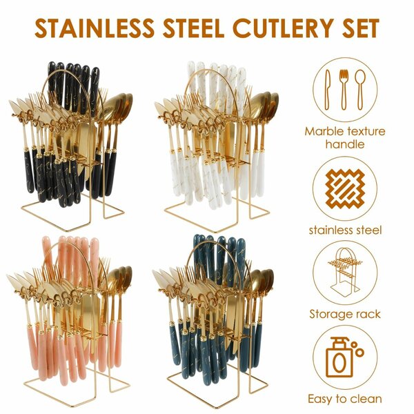 Ensemble couverts 25 pièces en acier inoxydable comprenant 6
