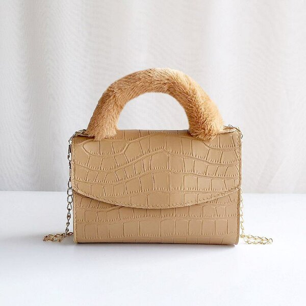 Sac  marron manche fourrure