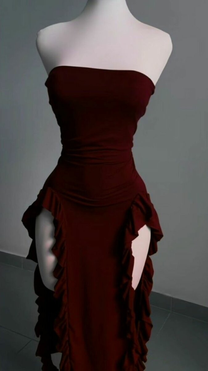 Robe Évasée Fendue Rouge