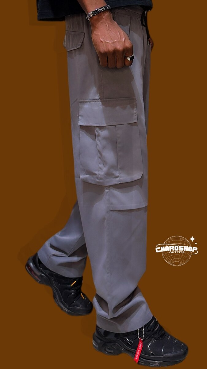 Pantalon cargo gris décontracté