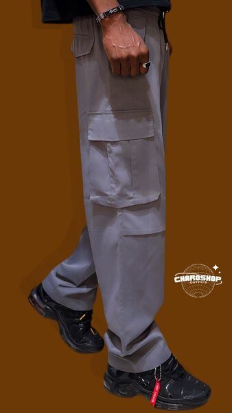 Pantalon cargo gris décontracté