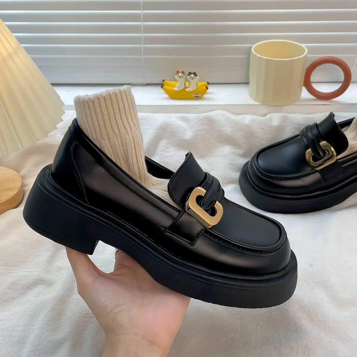 Mocassins Noirs Élégants Femme