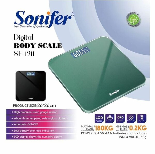 180KG MAX LOAD TEMPERED GLASS HIGH-PRECISION DIGITAL BODY SC