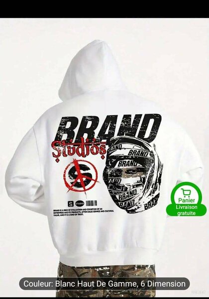 Sweat à Capuche Blanc Hommes