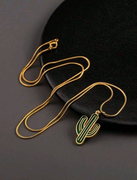 Collier cactus doré élégant