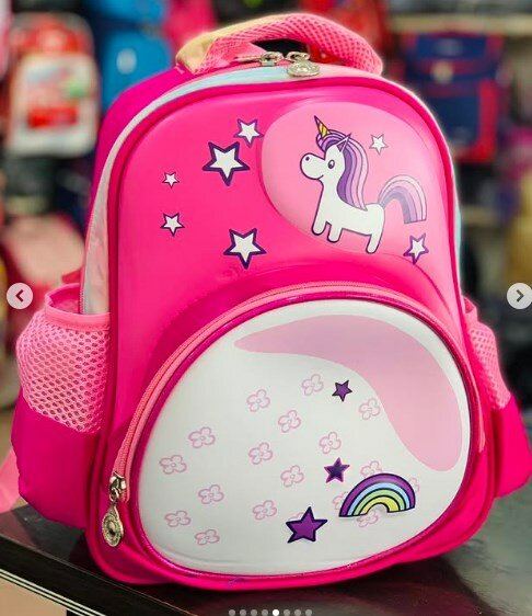 Pink backpack with unicorn