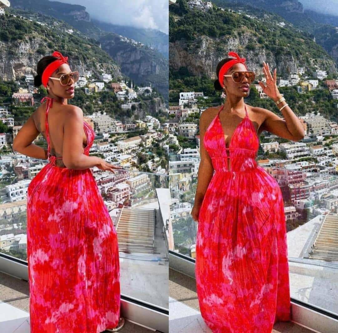 Robe longue d'été rouge vif