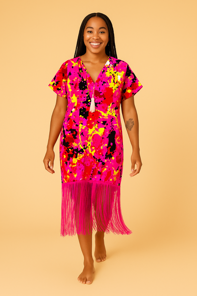 Robe Ankara avec Frange
