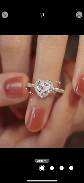 Bague Cœur Argenté Étincelante