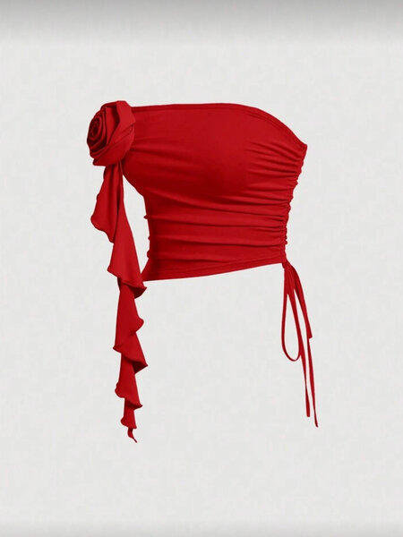 Top bustier asymétrique rouge