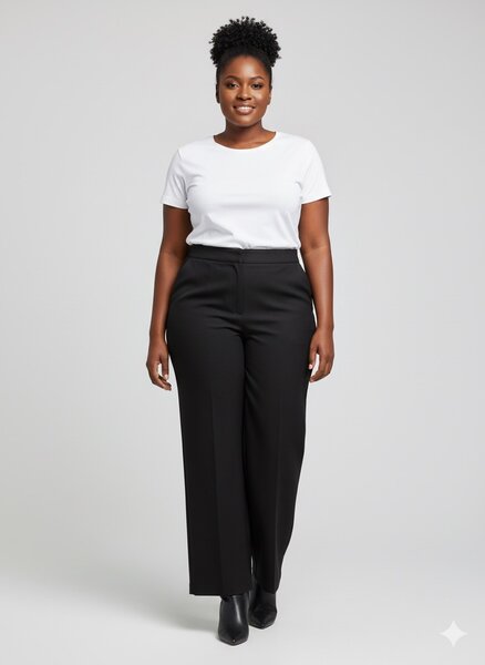 Pantalon tiss large noir femme