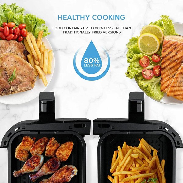 SOKANY Double Air Fryer, 2 Independent Air Fry Baskets, Digi