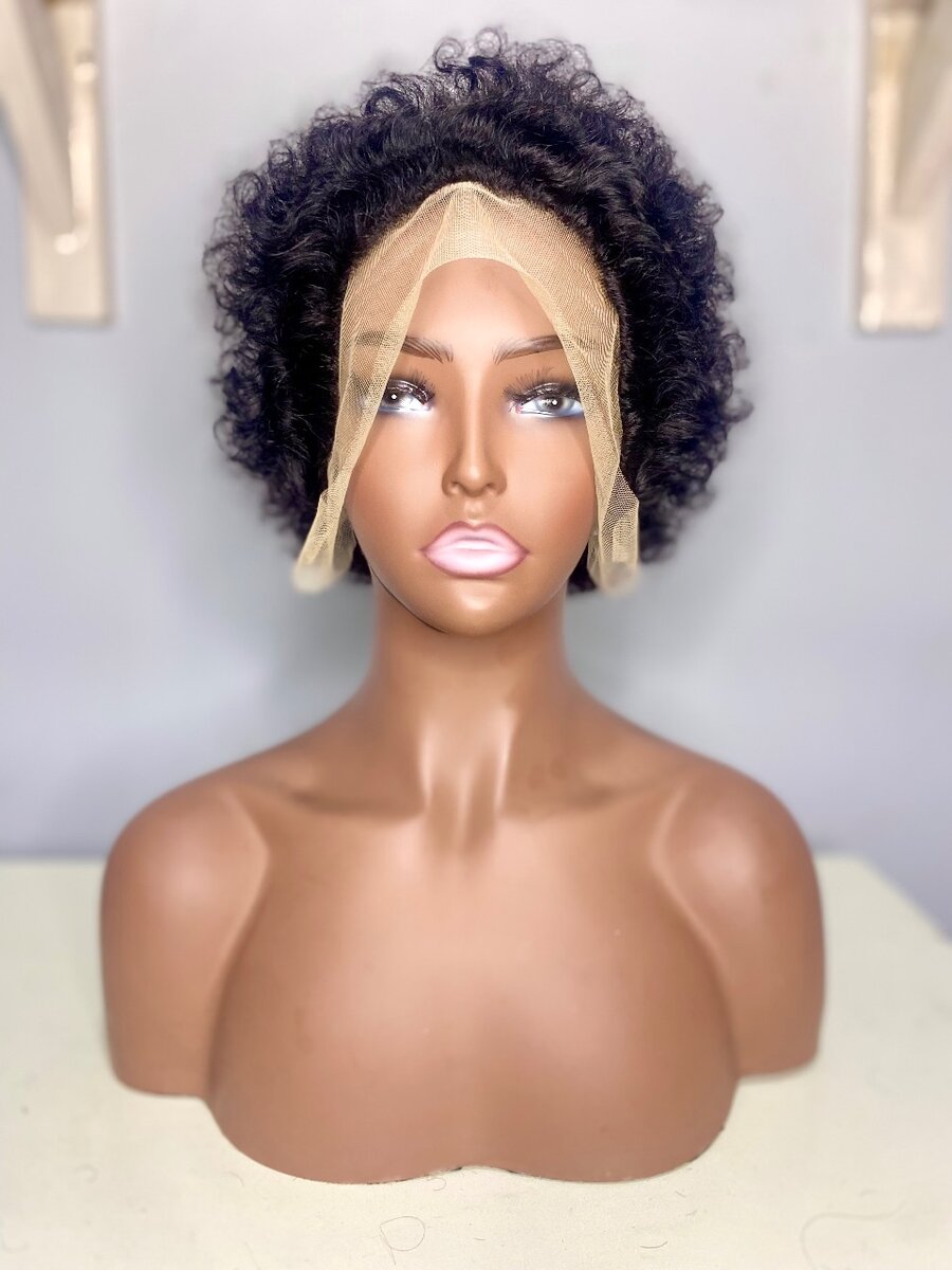 Perruque bouclée en dentelle naturelle